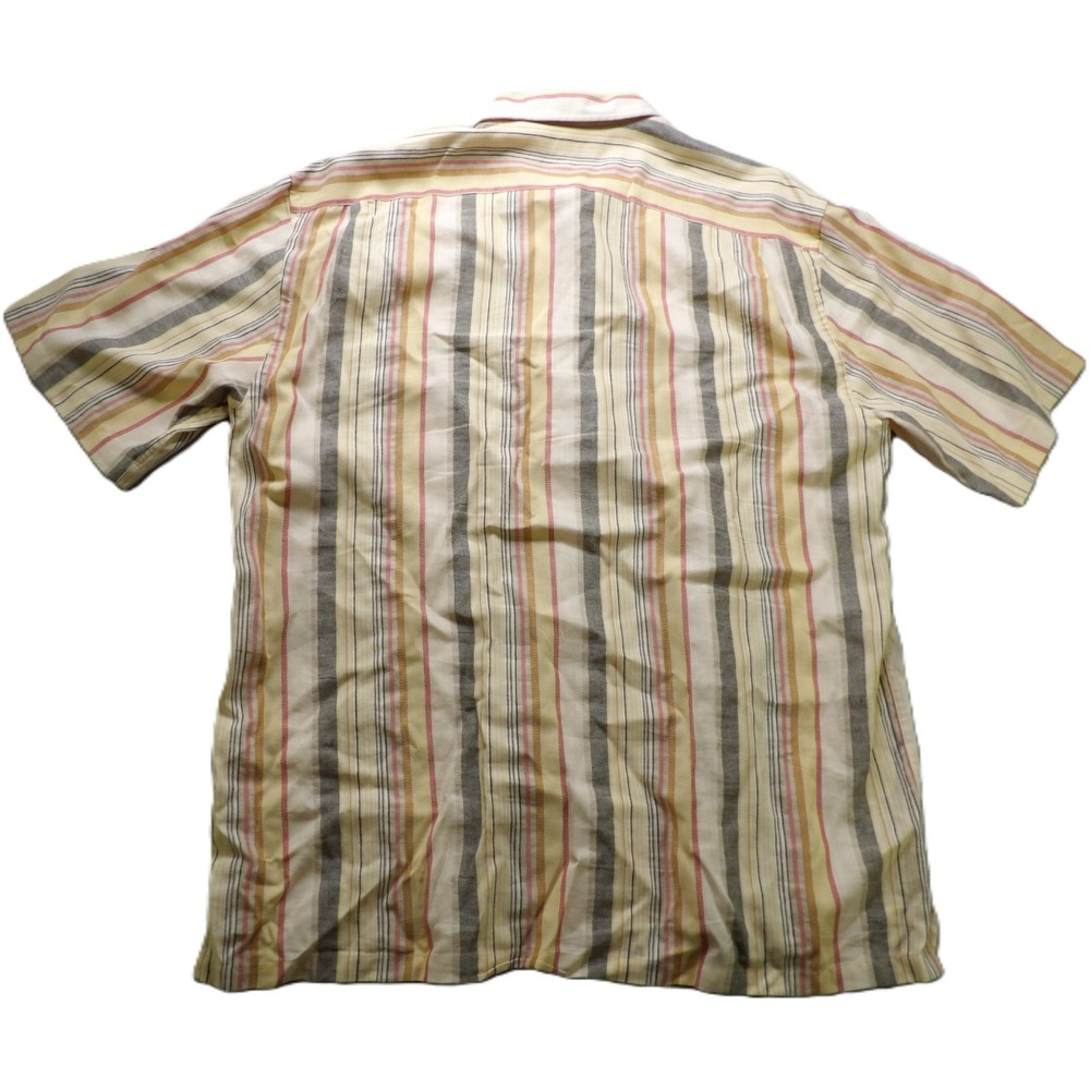 VTG 90s Joseph Abboud Men XL Linen Viscose Striped Short Sleeve Shirt Hong Kong - Picture 3 of 16